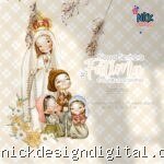 Nossa Senhora de Fátima e o três pastorinhos Versão 2 (Santinhos) - Kit Digital