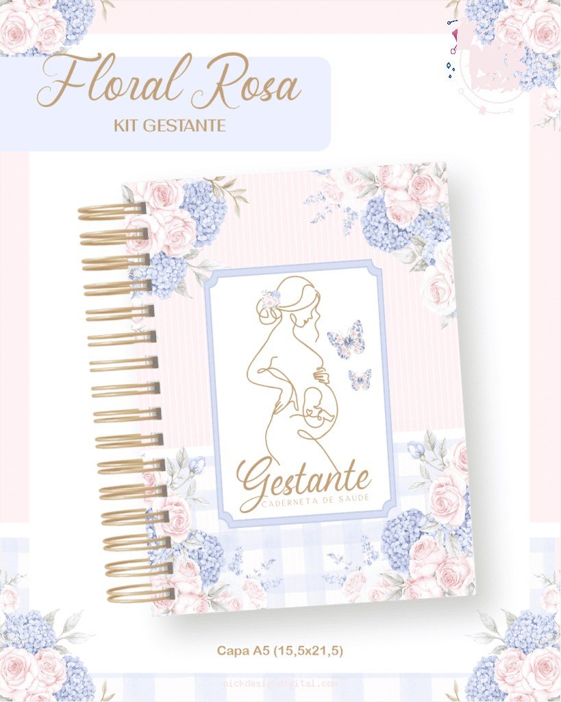 Gestante Floral Rosa - Agendas 2026 (Pamella)