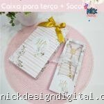 Caixa + Sacola para Terços - Primeira Eucaristia Rosa