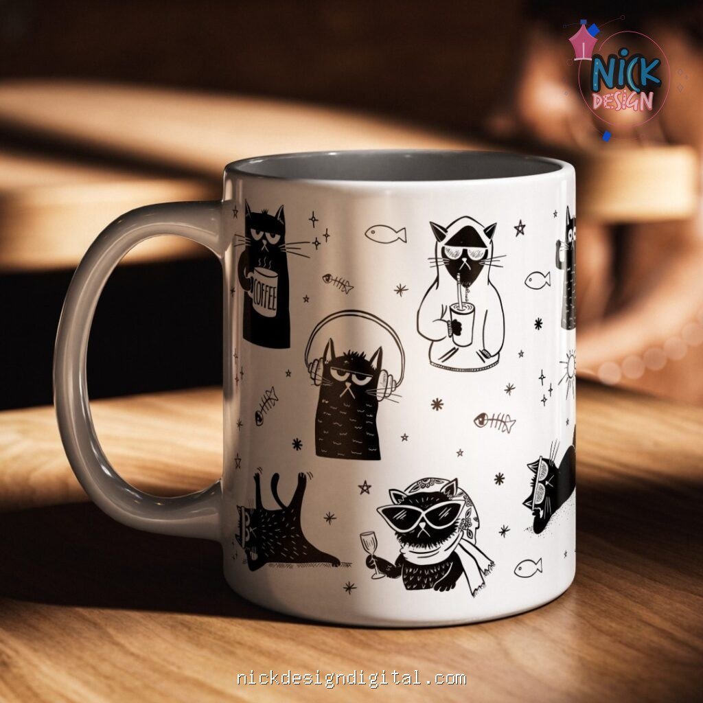 Gatinhos Pretos - Arte Avulsa Caneca - Imagem 1