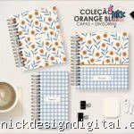 Kit Orange Blue - Capas + Divisórias (Moldes da Lê)