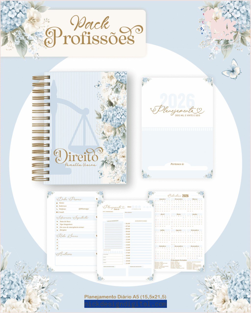 Profissões 2026: Floral Azul (Pamella) - Imagem 6