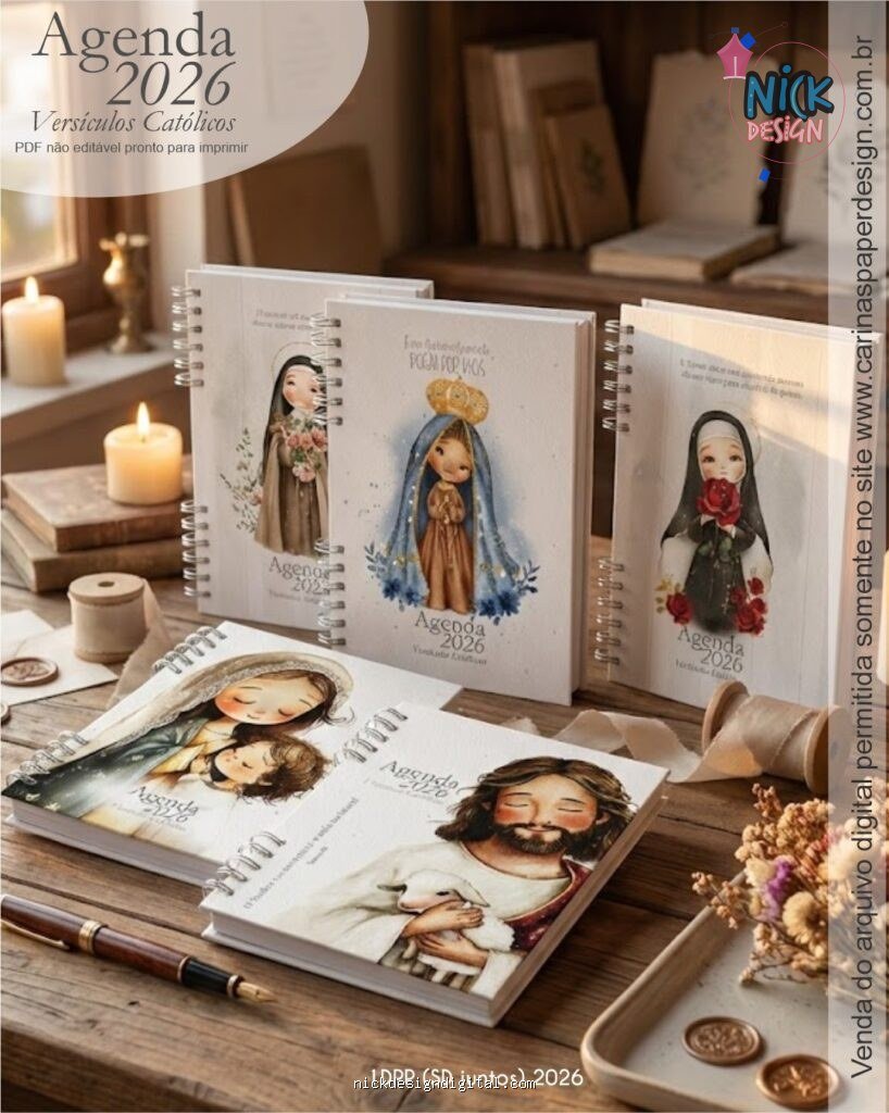 COMBO Agenda com versículos católicos + 16 capas (Carinas)