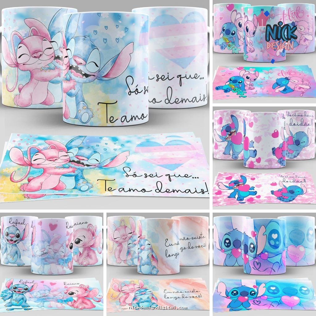 Kit Artes Canecas - Stitch e Angel - Imagem 1