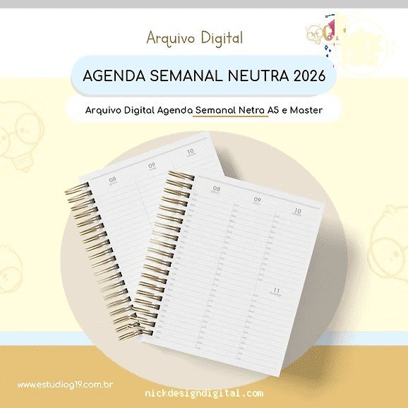 Miolo Agenda Semanal Neutra - 2026 (Estúdio G19)