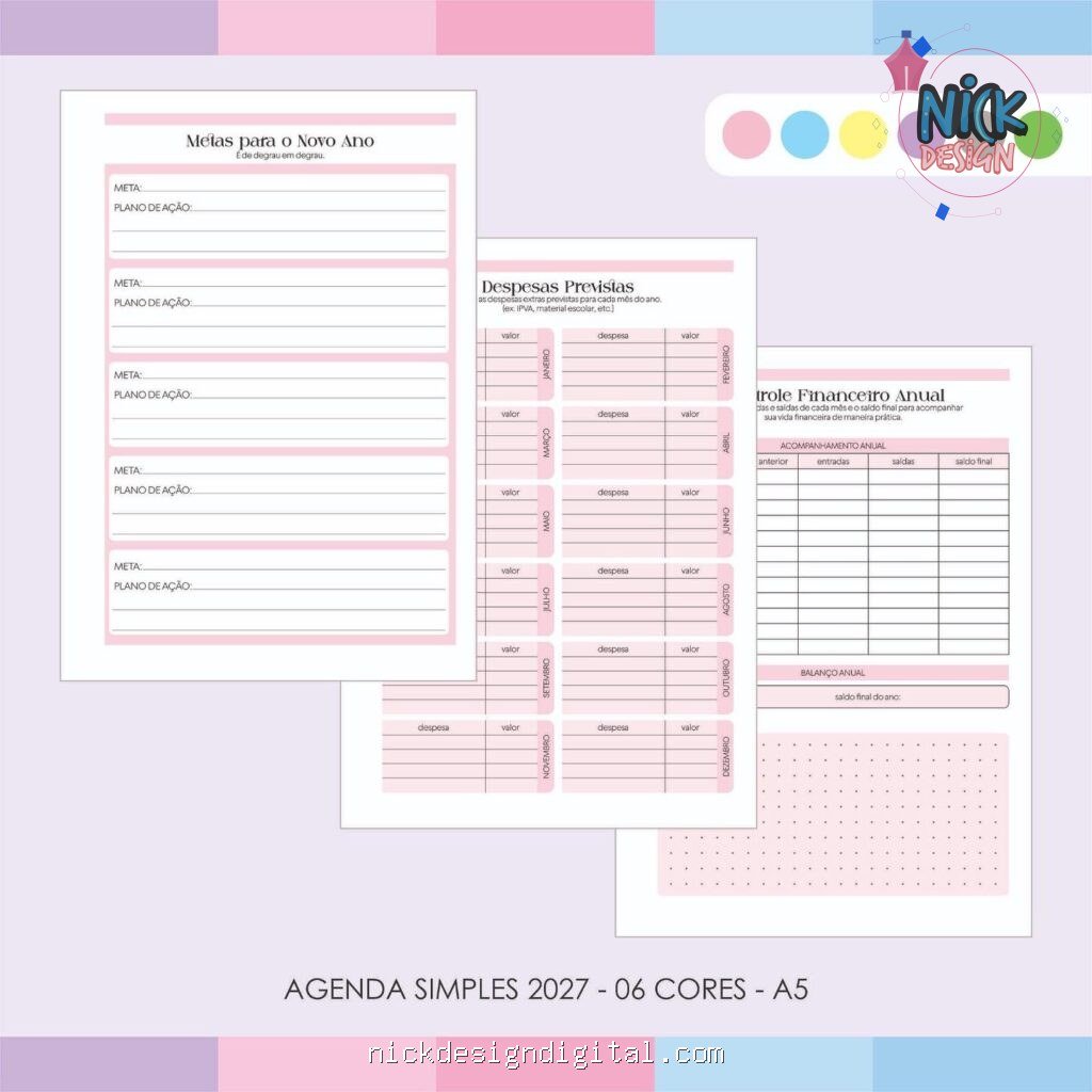 Agenda Simples 2027 - 06 Cores - Imagem 5