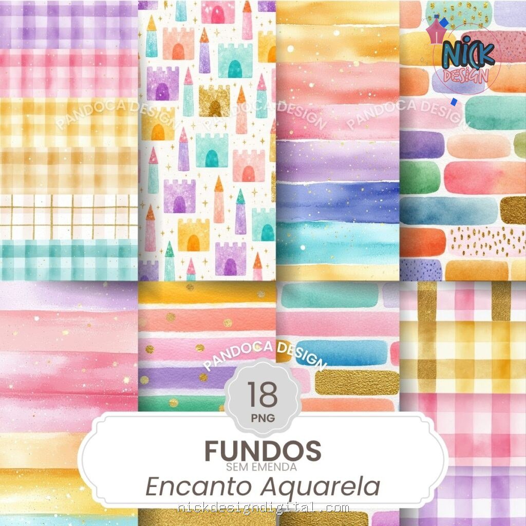 Fundos Aquarela Encanto - Kit Digital - Imagem 1