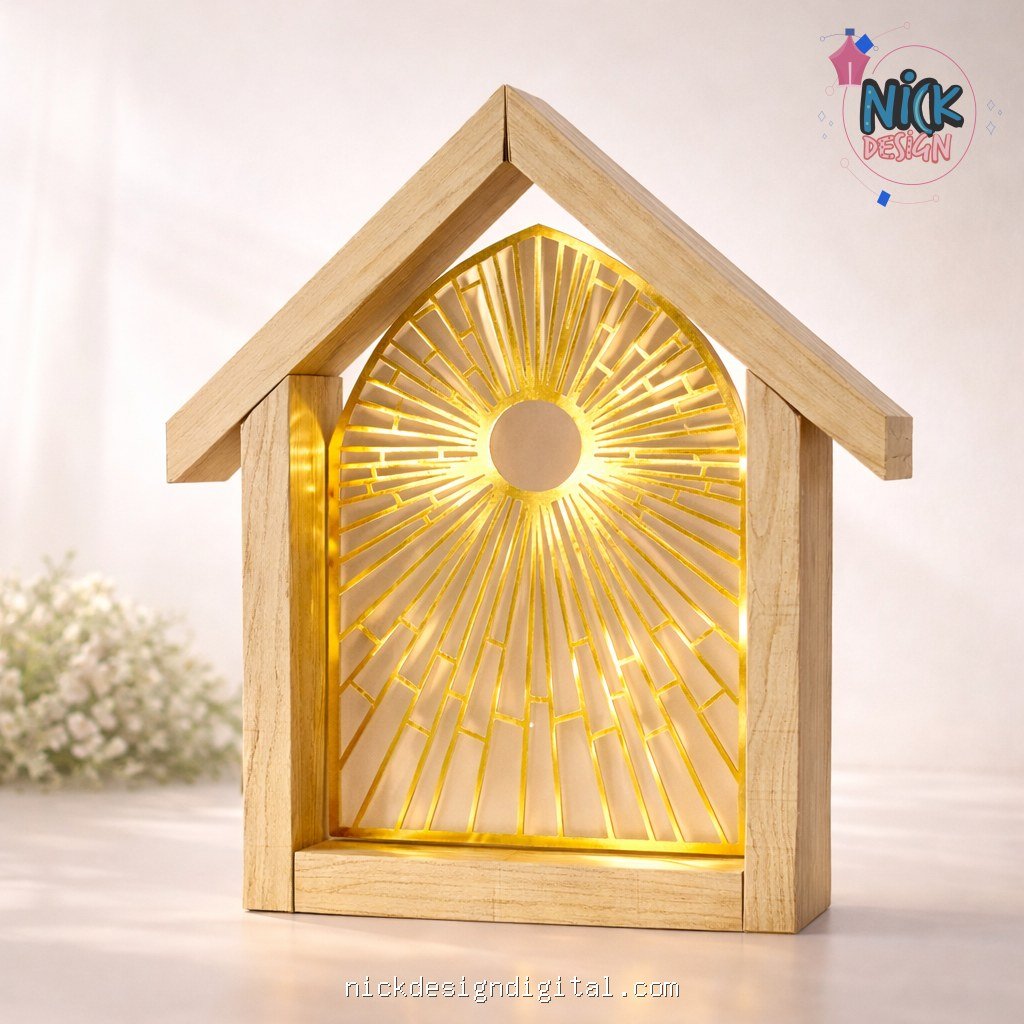 Oratório de Papel 3D com Luz | Arquivo de Corte em SVG e PDF - Imagem 1