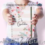 Gratidão Floral Rosa – Caderno Pautado A5 + Bloquinho A6