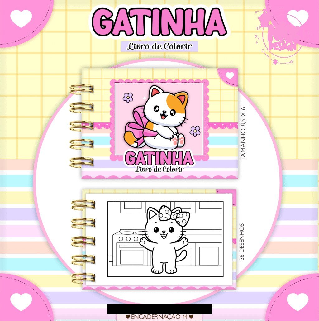 Gatinha - Mini Livro Colorir (Lina) - Imagem 1