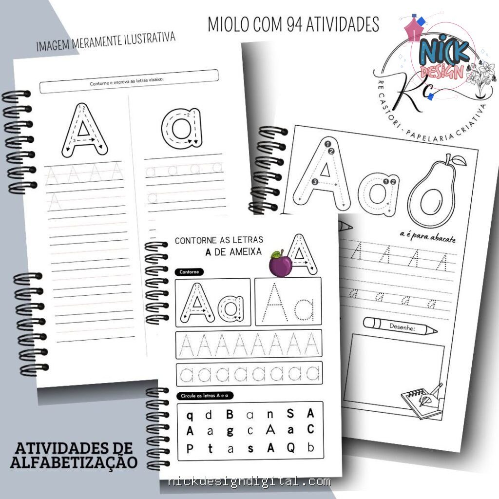 Kit Caderno com Atividades de Alfabetização Escolar – Feminino e Masculino (Re Castori) - Imagem 7