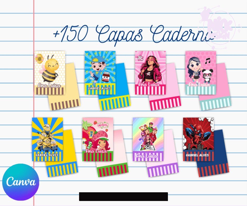 150 Capas Cadernos Brochura Escolar
