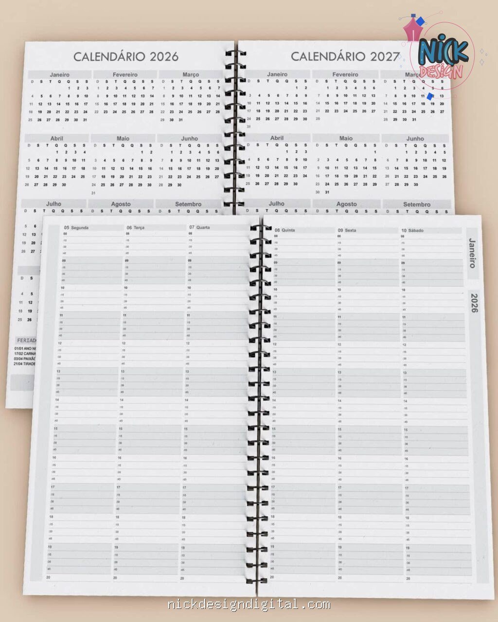 Kit Agendamento Semanal 2026 de 15 em 15 minutos em 3 Cores (Bicho Papel) - Imagem 5
