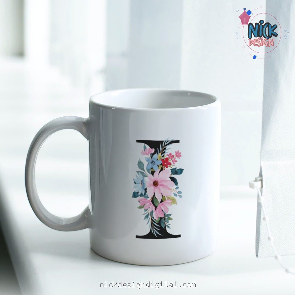 Alfabeto Floral Básico - Artes para Canecas - Imagem 4