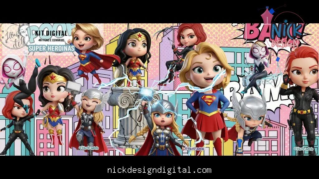 Super Heroínas 3D - Kit Digital - Imagem 1