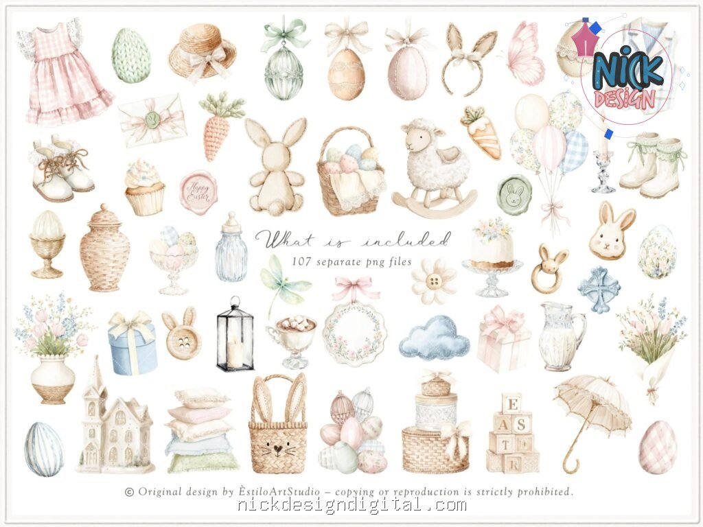 Conjunto de Clipart de Páscoa em Aquarela - Imagem 3