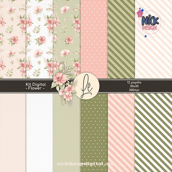 Kit Papéis Flower (Moldes da Lê) - Imagem 1