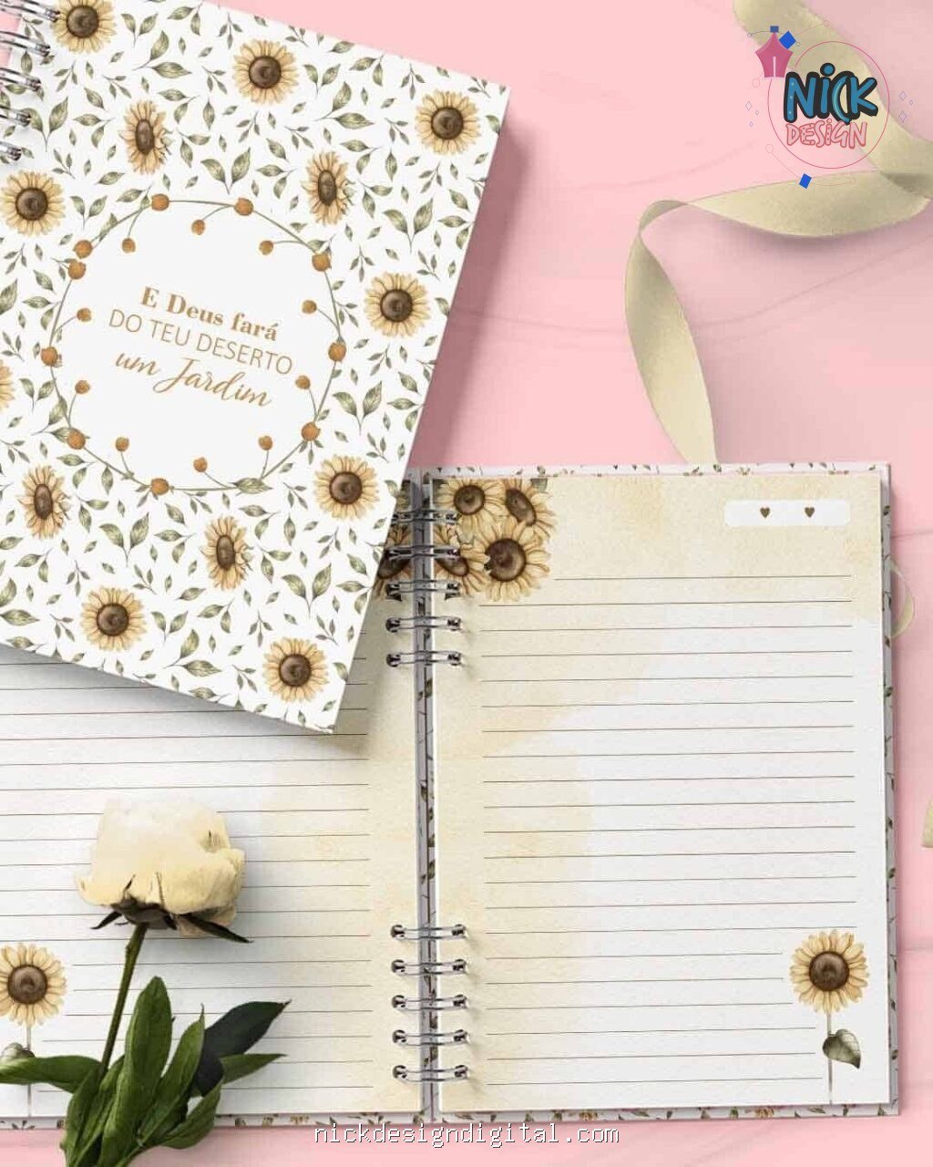 Kit 5 Capas e 5 Miolos Pautado Coleção Flores e Cores (Bicho Papel) - Imagem 3