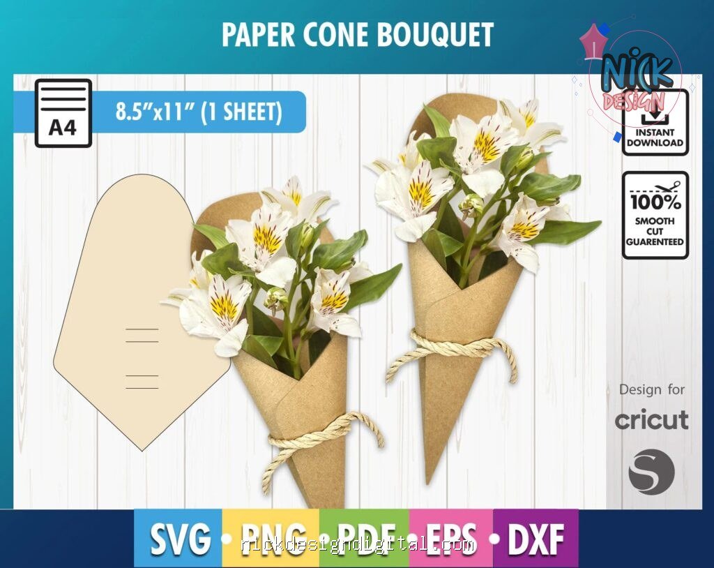 Molde para Capa de Buquê em Cone - Imagem 1