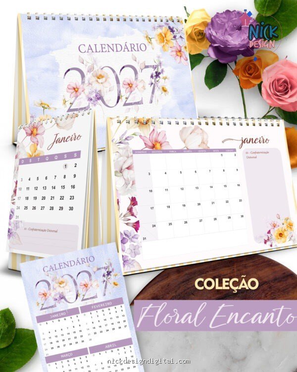 Kit Calendários de Mesa 2027 A5 A6 e Calendário Marca Página Coleção Encanto (Bicho Papel) - Imagem 1