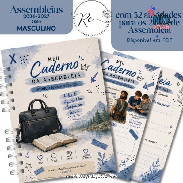 Caderno teen Masculino para as Assembleias 2026-2027