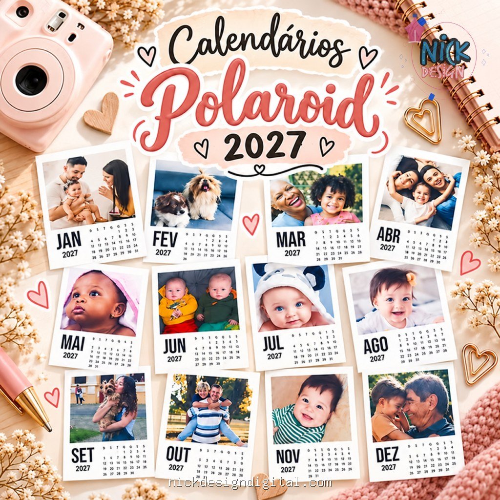 Molduras Calendário Polaroid 2027 (Português, English, Español) - Imagem 4