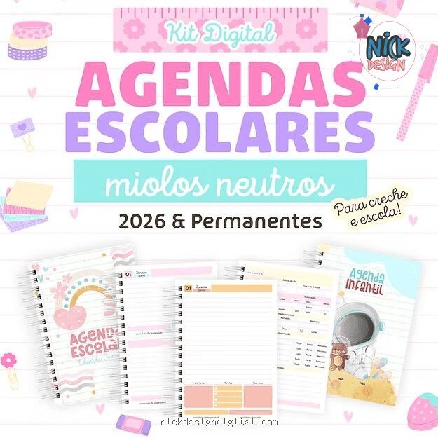 Agendas Escolares Neutras 2026 (Letterinhas)
