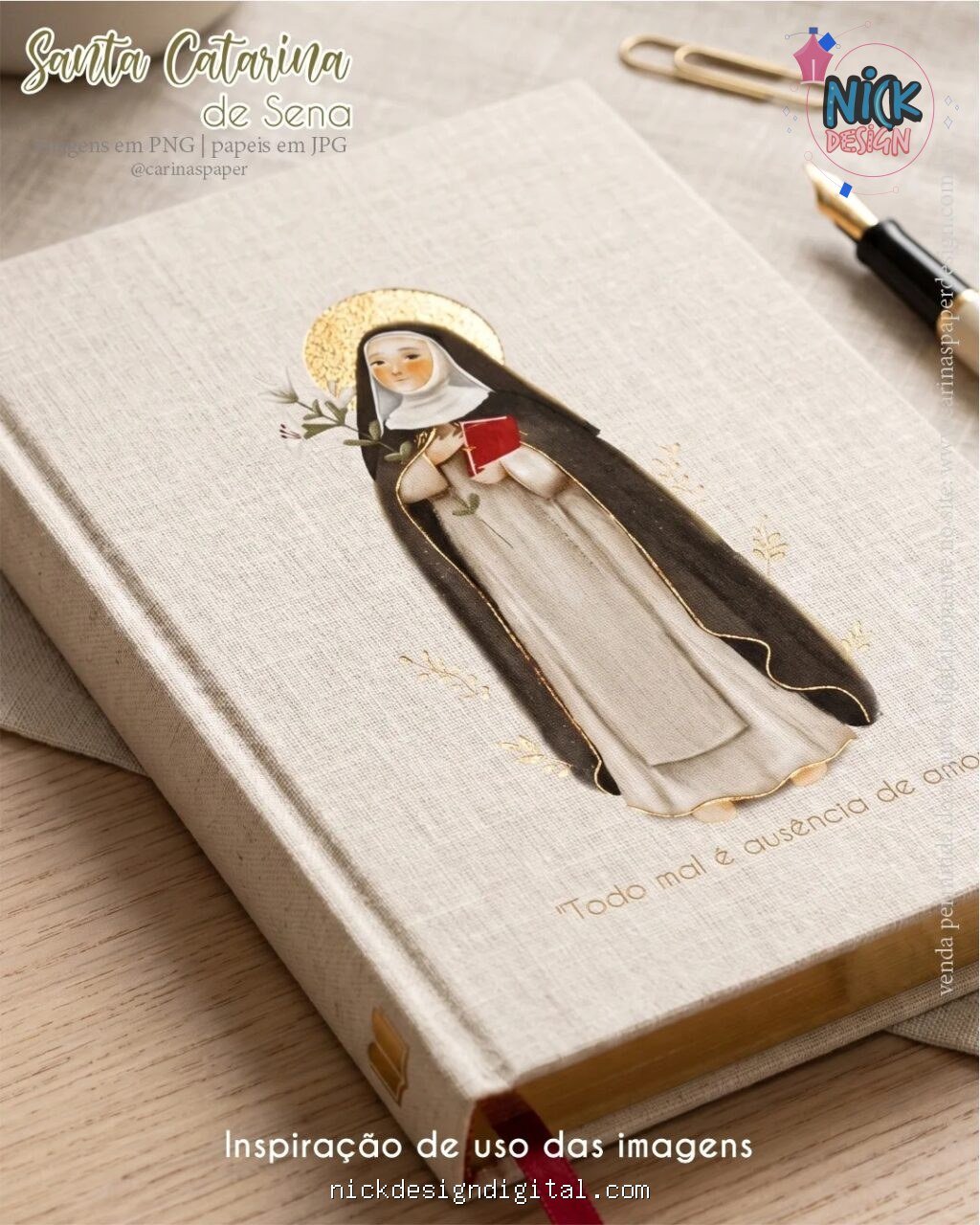 Ilustrações Santa Catarina de Sena - Kit Digital (Carinas Paper) - Imagem 4