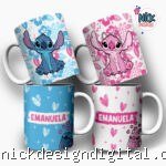 Stitch e Angel Nome - Artes Caneca