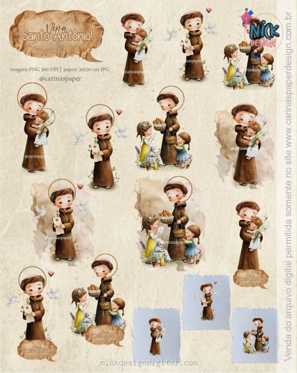 Kit Digital Ilustrações Viva Santo Antônio - Toninho (Carinas Paper) - Imagem 5