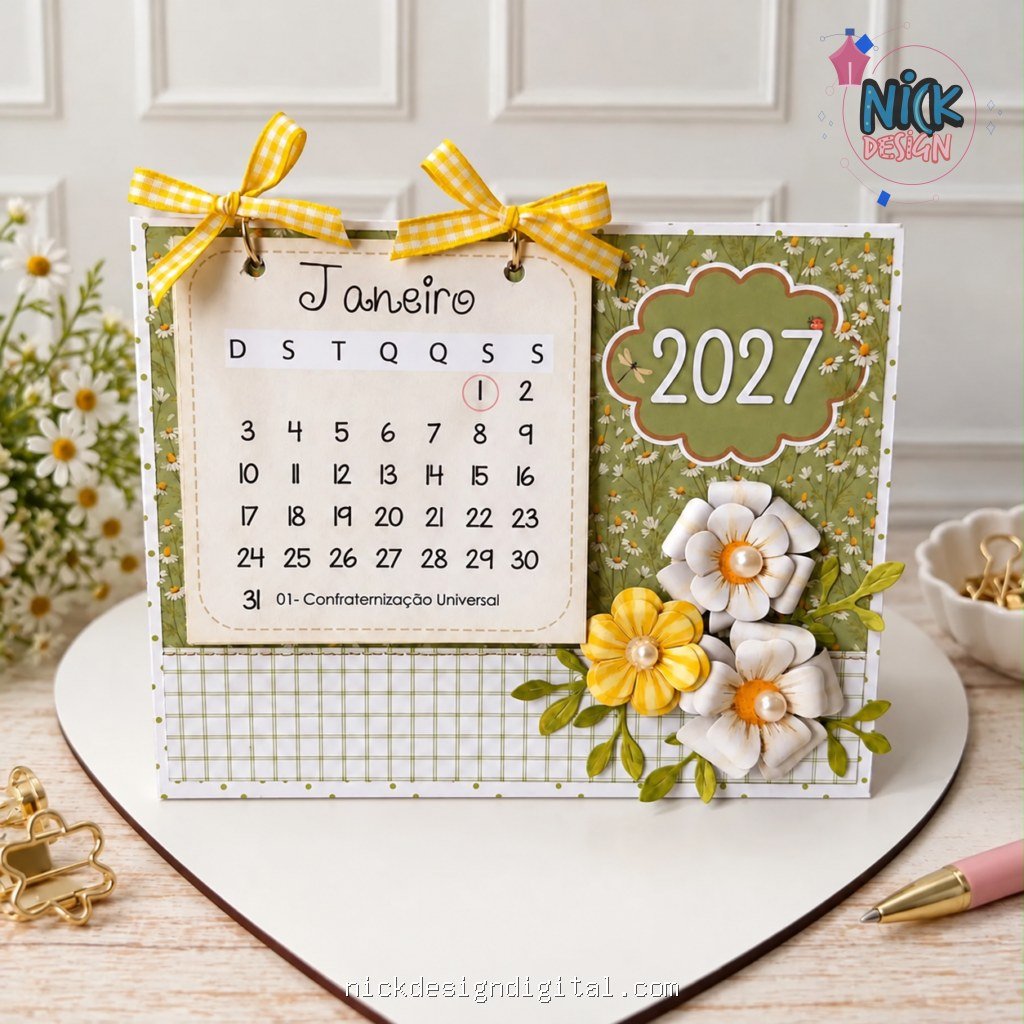 Calendário de Mesa Margaridas 2027 - Imagem 1