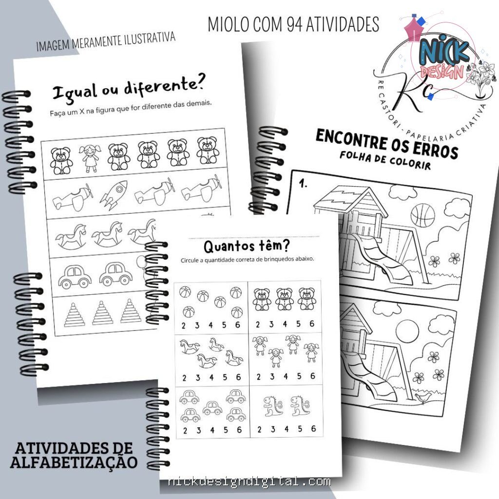 Kit Caderno com Atividades de Alfabetização Escolar – Feminino e Masculino (Re Castori) - Imagem 6