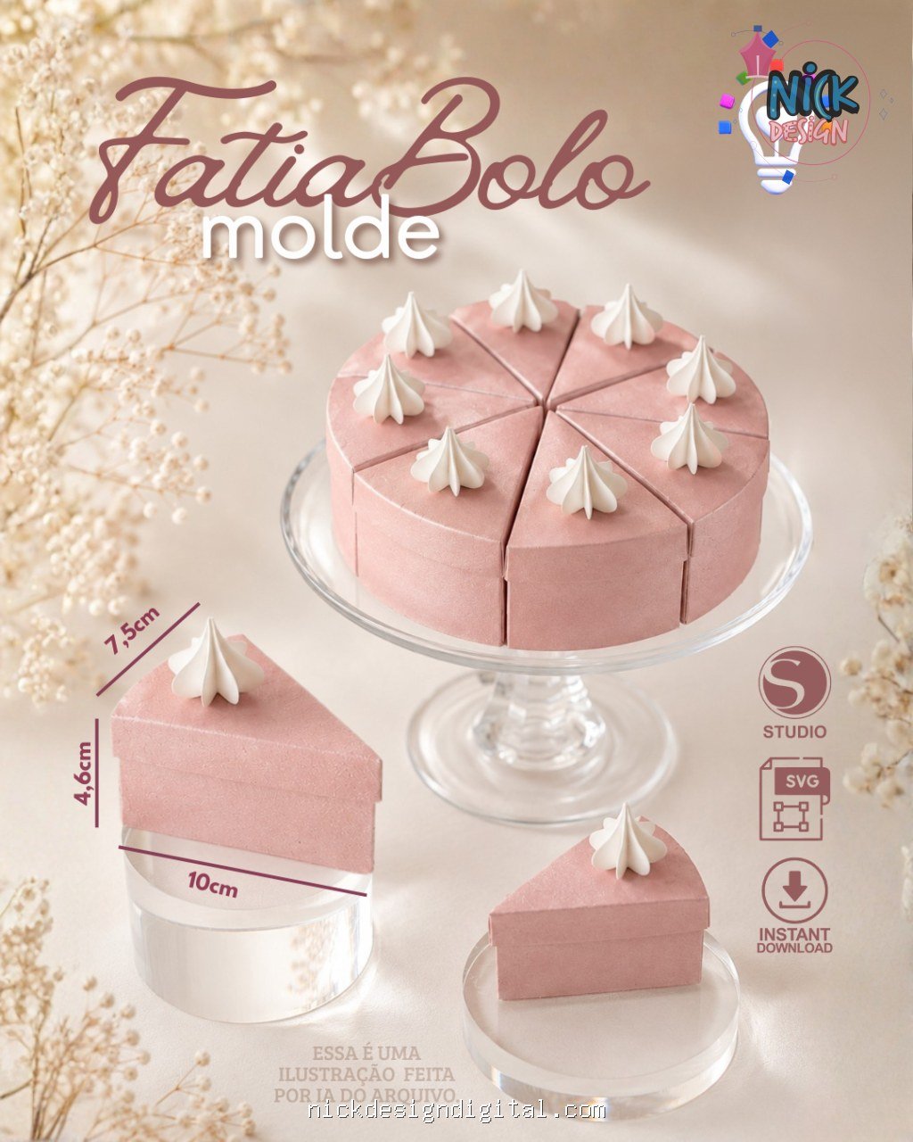 Molde Caixa 8 Fatias de Bolo - Imagem 1