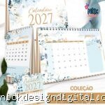 Kit Calendários 2027 Coleção Floral Azul (Bicho Papel)