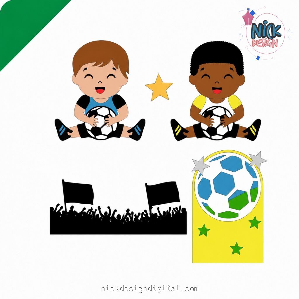Futebol Menino Com Bola - Topo de Bolo - Imagem 1