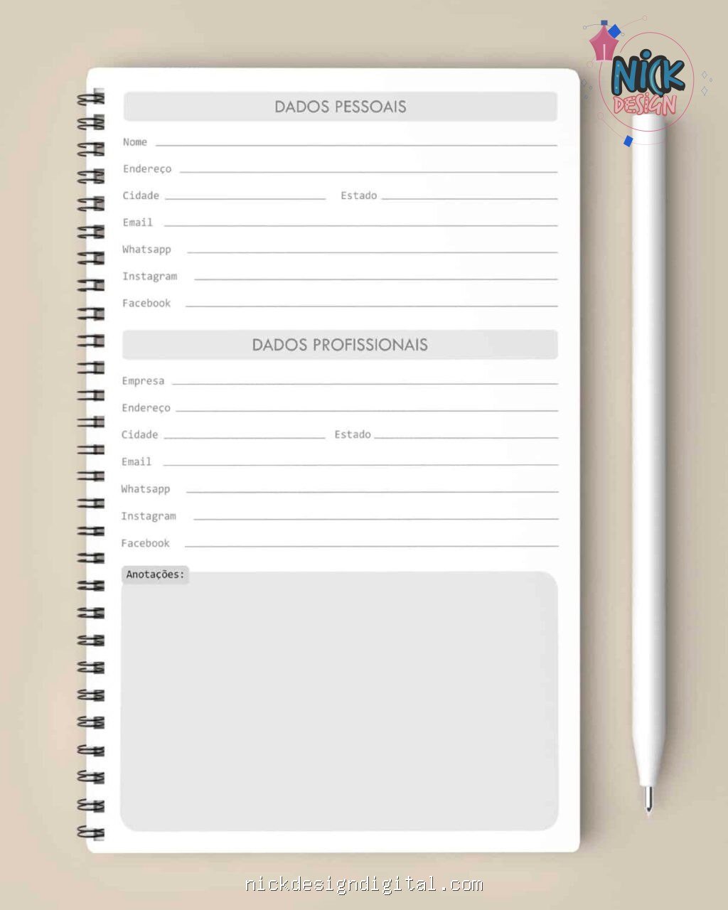 Kit Agendamento Semanal 2026 de 15 em 15 minutos em 3 Cores (Bicho Papel) - Imagem 2