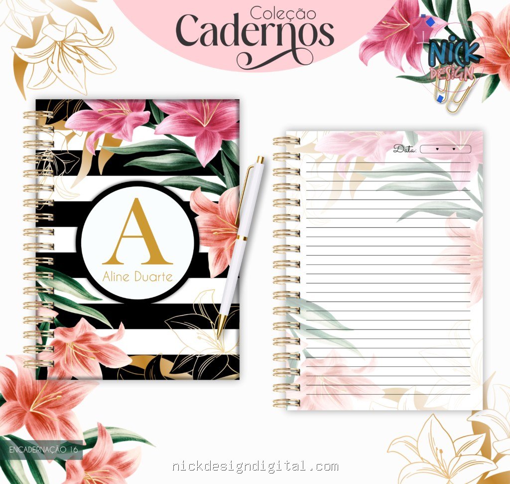 Caderno Flower Black (Lina Criativa) - Imagem 1