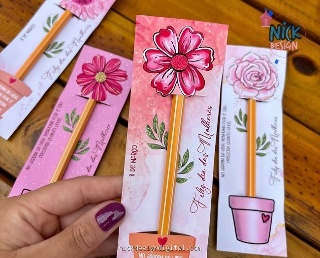 Tag para Lápis Flor 4 Modelos