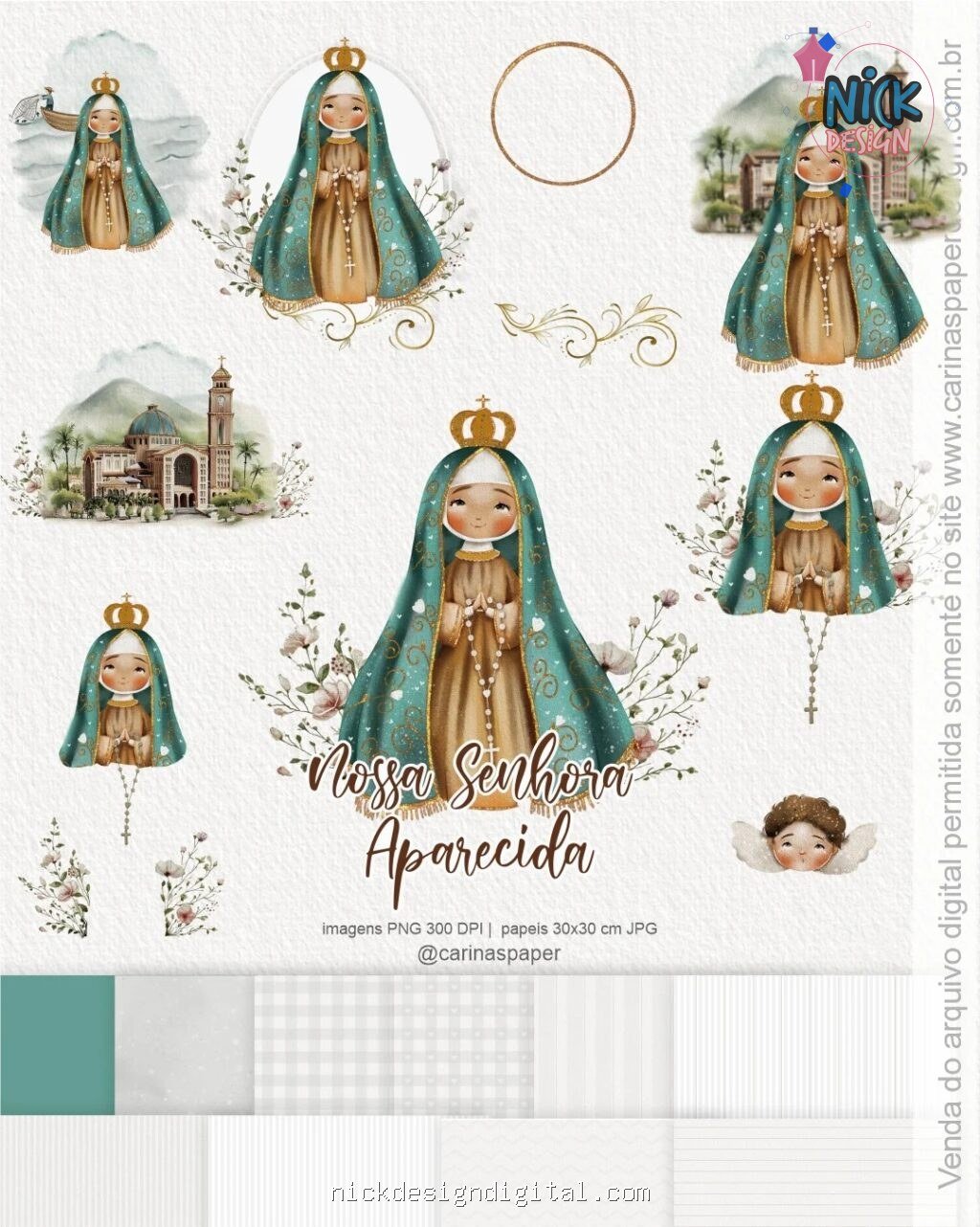Ilustrações Nossa Senhora Aparecida 6 - Kit Digital (Carinas Paper) - Imagem 1